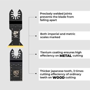 toolant Wood Metal Oscillating Saw Blades Set 5pcs, Titanium Multitool Blades for Wood&Metal 3pcs, Hcs Blades for Wood 2pcs, Universal Multi Tool Blades with Quick Release Design