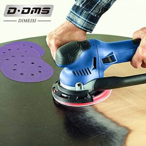 Q22T - 5 Inch 8 Hole Hook and Loop Sanding Discs - 3 Each of 80 120 180 220 240 320 Grit Sandpaper Discs - Purple Film Orbital Sander Pads for Automative - D DMS DIMEISI