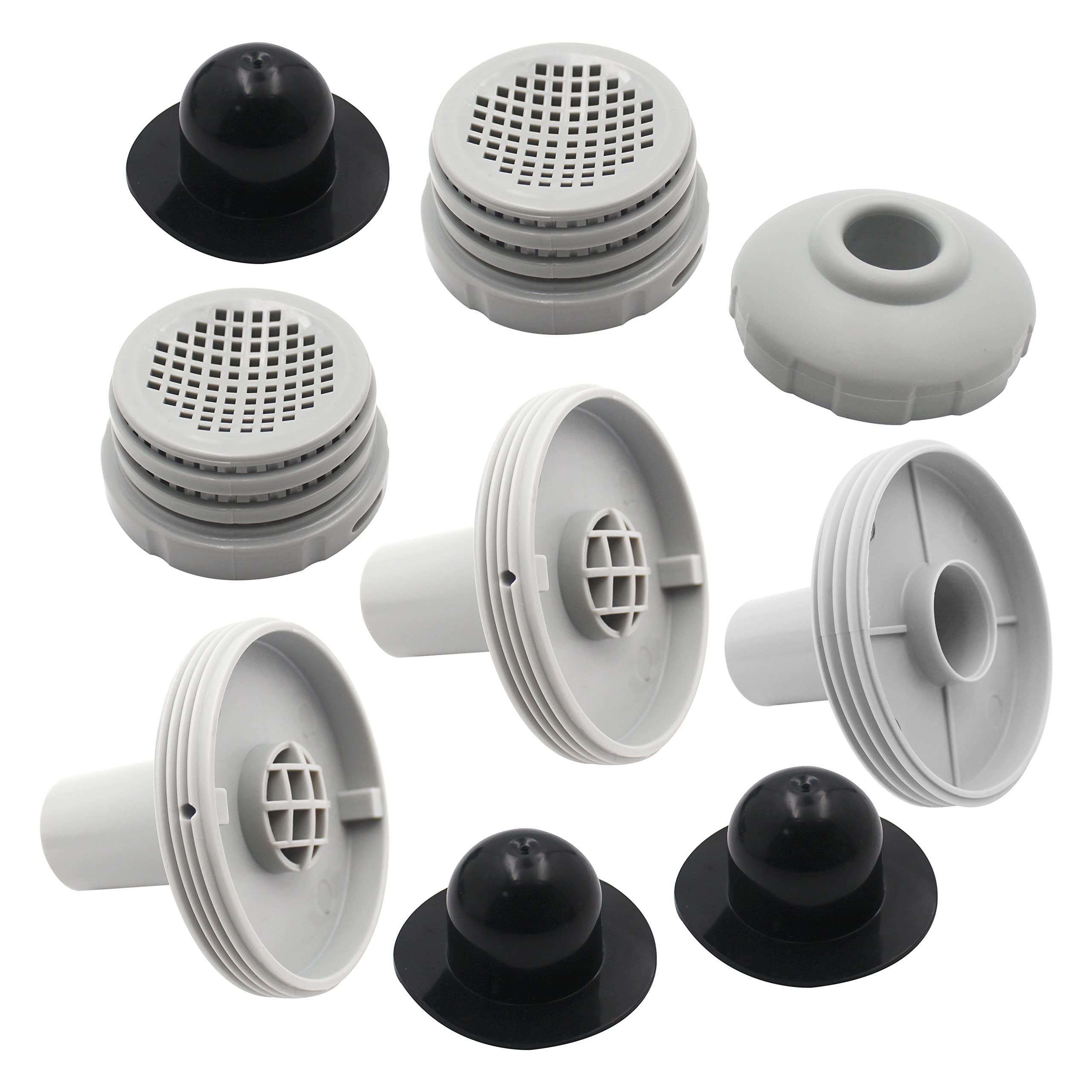 TIROAR 25022E Swimming Pool Water Jet Connector Kits with Outlet Strainer Grid,Inlet Nozzle and Hole Plug with 1.25 Inch Fittings