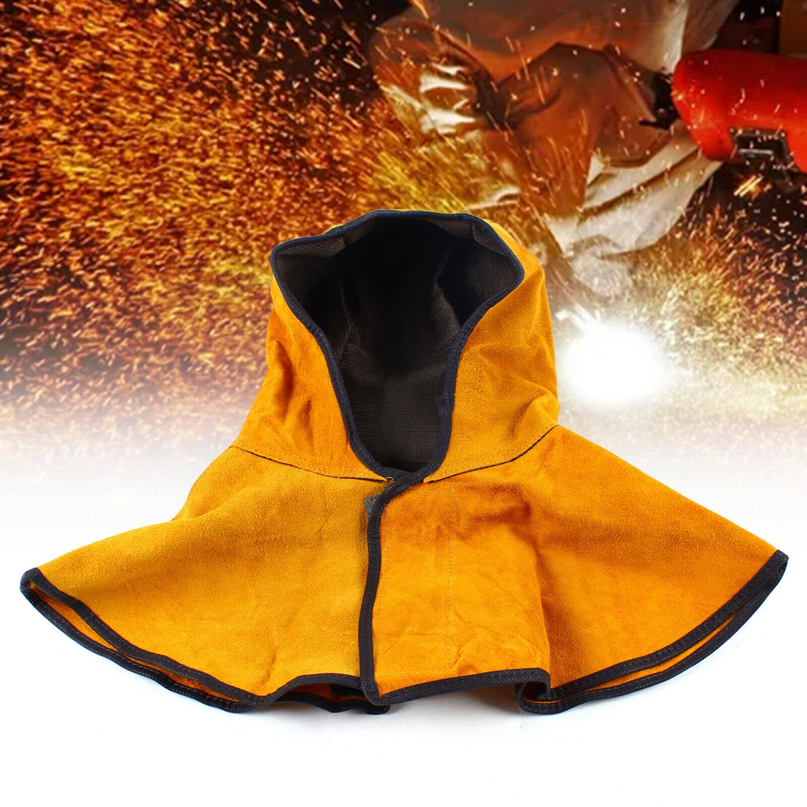 YIYIBYUS Cowhide Shawl Hat Flame Retardant, Wear-Resistant for Handling, Electric Welding, Safety Apparel Flame Resistant Knit Hood - Leather Welding Hood, Welder Cover Cap for Welding, Blacksmithing