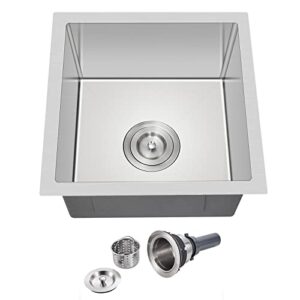 tsibomu 15 x 15 inch undermount kitchen sink, t-304 stainless steel single bowl bar sink or prep small sink (brushed)