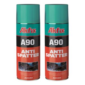 Akfix A90 Universal Splatter Guard - Welding Accessories, Non-Flammable Anti Splatter Spray for Nozzle, Tip and Automatic&Semi-Automatic Welding | 2 Pack, Can, 12 Oz.