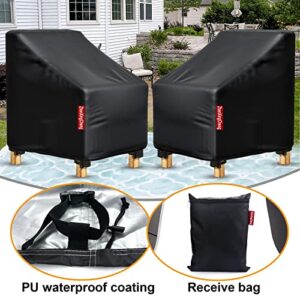 Patio Chair Covers 2 Pack - Outdoor Furniture Covers with Waterproof Strip - Fits as Lawn Lounge Deep Seat Cover,Patio Dining Chair Cover and High-Back Chair Cover (Black-29Wx36HxD30)