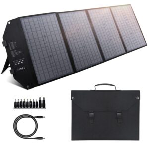 EnginStar Solar Generator 300W Green, 100W Solar Panel, 80,000mAh Portable Power Bank with AC Outlet for Outdoors Camping Emergency Use