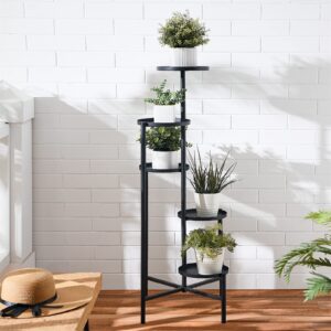 hmorey metal tiered plant stand indoor, 5-tier plant shelf flower stand, tall multiple potted plant holder rack planter water prevent organizer for office living room balcony garden
