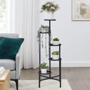 HMOREY Metal Tiered Plant Stand Indoor, 5-Tier Plant Shelf Flower Stand, Tall Multiple Potted Plant Holder Rack Planter Water Prevent Organizer for Office Living Room Balcony Garden