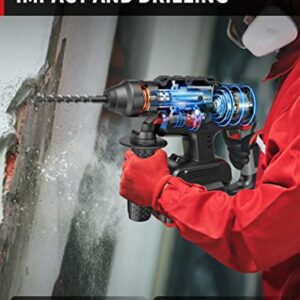 Brushless Heavy Duty Rotary Hammer Drill, 20V Cordless Hammer Drill with 4.0Ah Battery/Charger, SDS Chuck, 4 Modes, Adjustable Handle, Electric Hammer Drill for Wall, Concrete, Brick, Metal, S521-1