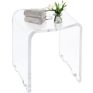 nejhc acrylic shower bench, clear shower stool bath seat with anti-slip feets and water flowing design, beautiful integrated acrylic, no assembly required, 300lbs weight capacity