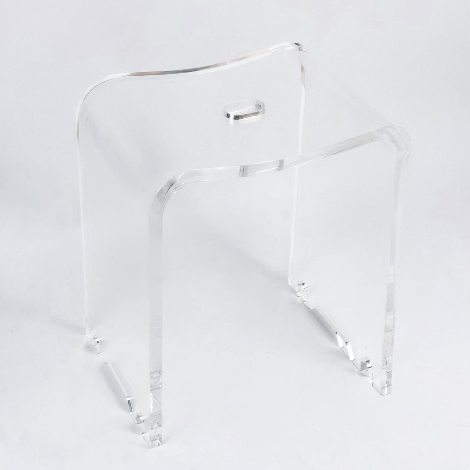 NEJHC Acrylic Shower Bench, Clear Shower Stool Bath Seat with Anti-Slip Feets and Water Flowing Design, Beautiful Integrated Acrylic, No Assembly Required, 300lbs Weight Capacity