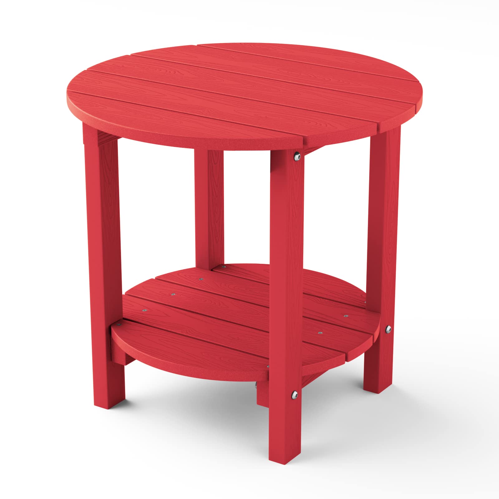 YEFU Adirondack Side Table,18" Double Outdoor Side Table, Poly Lumber end Table, Weather Resistant for Indoor, Patio, Pool, Porch, Backyard-Red