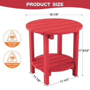 YEFU Adirondack Side Table,18" Double Outdoor Side Table, Poly Lumber end Table, Weather Resistant for Indoor, Patio, Pool, Porch, Backyard-Red