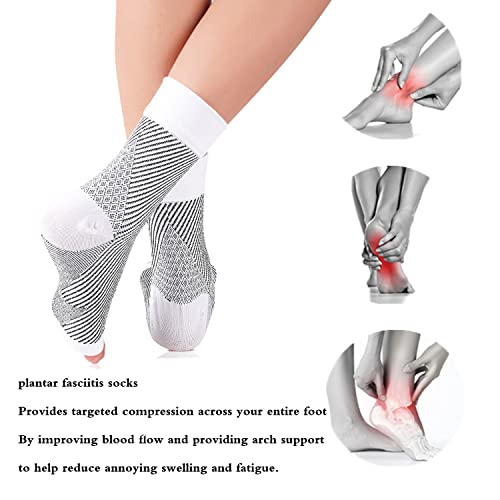 Wuonfsh 3pairs Neuropathy Socks , Ankle brace Socks and Tendonitis compression socks, Plantar Fasciitis, Neuropathy Pain- Brace For Women And Men（L-XL, black&white Gold）
