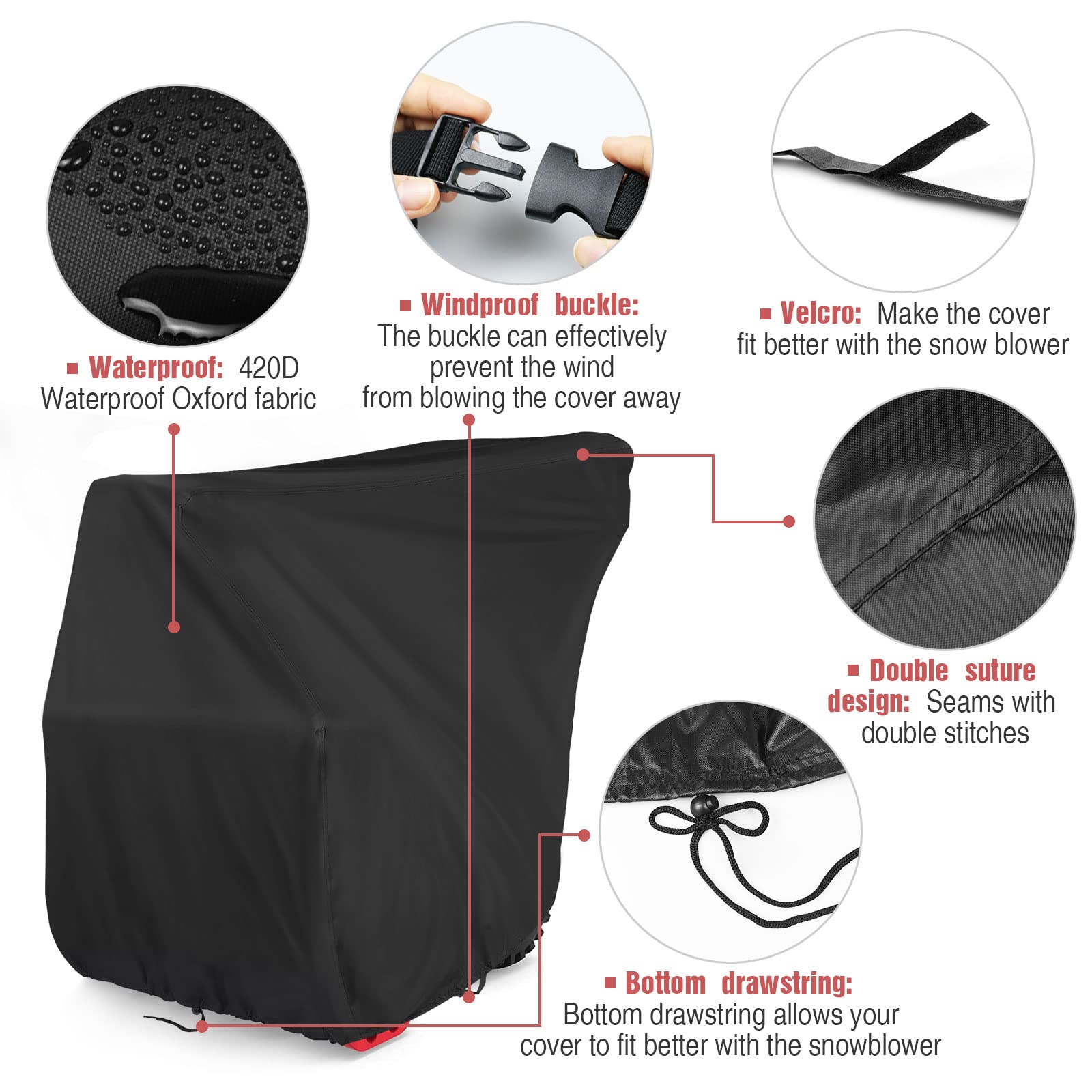 Kasla Snow Blower Covers,Waterproof Snow Blower Cover for Outside,Universal Heavy Duty Snowblower Cover-50"X32"X40"(LxWxH)