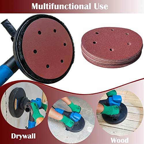 35 PCS 9 Inch 6 Hole Drywall Sanding Discs Set- 40 60 80 120 150 180 240 Grits -9" Hook-and-Loop Aluminum Oxide Abrasive Sander Paper for Drywall Sander