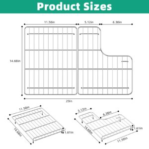 Dreyoo Sink Racks Compatible with Kohler Whitehaven K-6486 and K-6487 Sink, 304 Stainless Steel Sink Protectors for Kitchen Sink with 9 Additional Rubber Feet, 14.68 x 23 x 1.61 in (Classic Style)