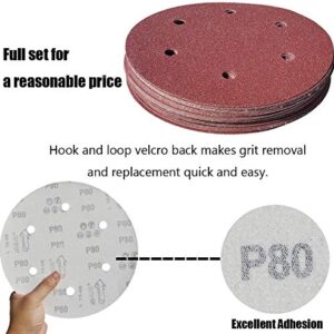 35 PCS 9 Inch 6 Hole Drywall Sanding Discs Set- 40 60 80 120 150 180 240 Grits -9" Hook-and-Loop Aluminum Oxide Abrasive Sander Paper for Drywall Sander