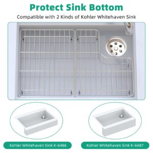Dreyoo Sink Racks Compatible with Kohler Whitehaven K-6486 and K-6487 Sink, 304 Stainless Steel Sink Protectors for Kitchen Sink with 9 Additional Rubber Feet, 14.68 x 23 x 1.61 in (Classic Style)