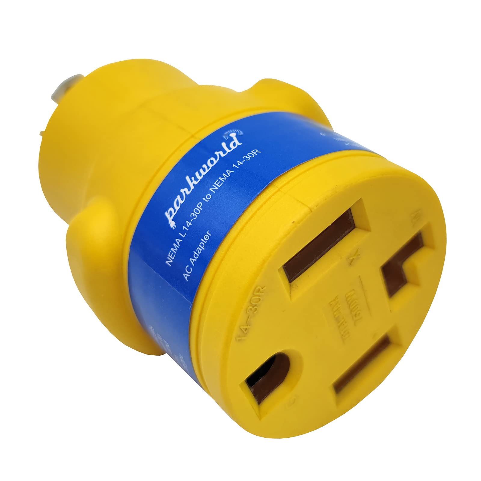 Parkworld 62961 NEMA L14-30P to 14-30R Adapter 4-Prong Generator 30A Locking Plug to Dryer 4-Prong 30A Outlet (Yellow)