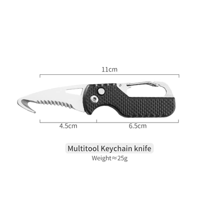 ARFUKA Hook Knife 2-in-1 Hook Blade Utility Knife Folding Camping Knife Parcel Knife Pocket Carton Cutter Box Opener Outdoor Multitool with Carabiner Black