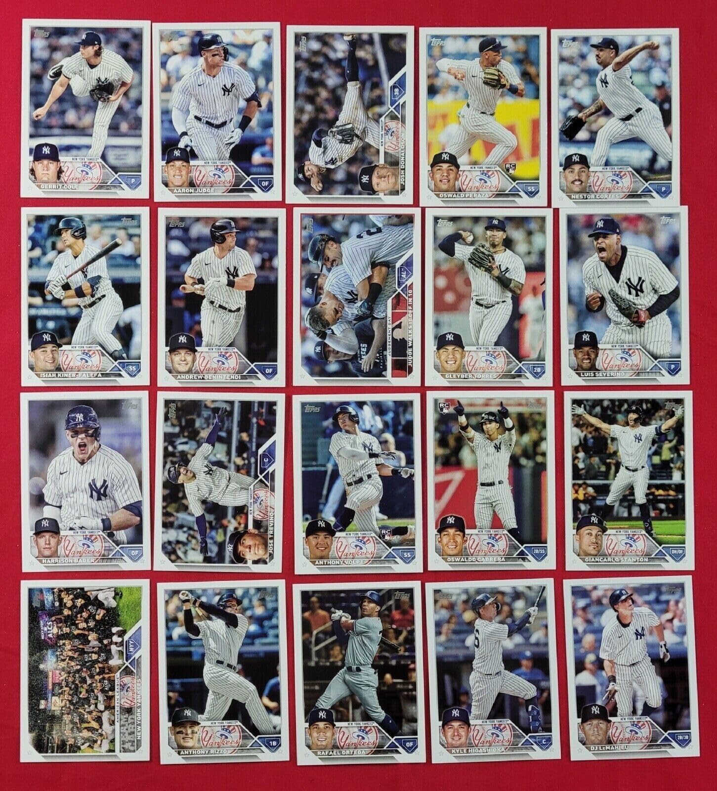 2023 Topps Complete Set (Series 1 & 2) New York Yankees Team Set of 20 Cards INC Volpe RC Cabrera Judge Peraza Stanton PLUS BONUS JASSON DOMINGUEZ ROOKIE PROMO CARD (2019)