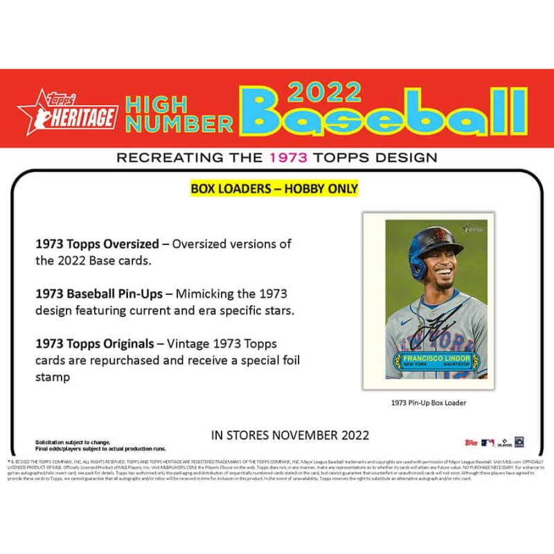 2022 Topps Heritage High Number Hobby Box (24 Packs/9 Cards: 1 Auto or Relic)