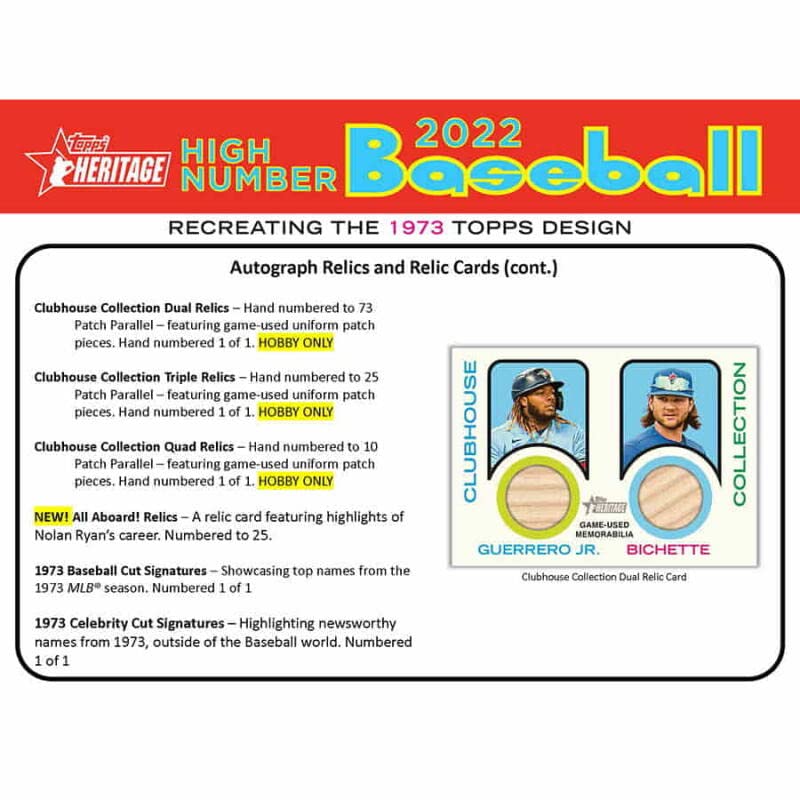 2022 Topps Heritage High Number Hobby Box (24 Packs/9 Cards: 1 Auto or Relic)