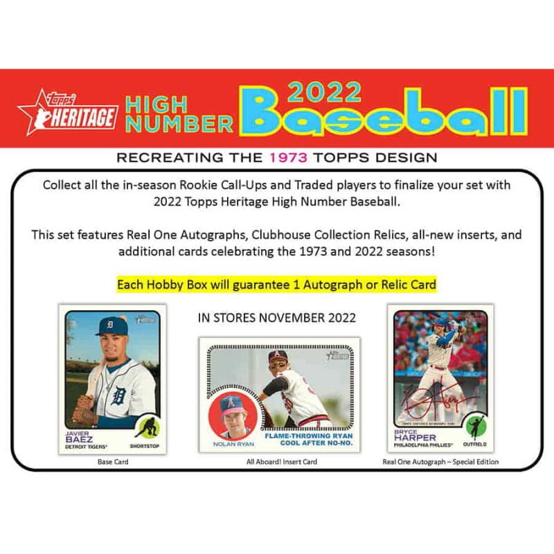 2022 Topps Heritage High Number Hobby Box (24 Packs/9 Cards: 1 Auto or Relic)