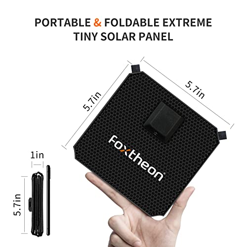 Foxtheon 14W Mini Solar Panel USB 5V/2.4A Max Portable Solar Panel Charger Foldable Solar Panel,Sunpower IPX5 Waterproof for Camping, Compatible with iPhone,Tables,Galaxy etc