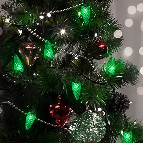 Anycosy Christmas Lights, St. Patrick's Day String Lights, 16.4 Ft 50 LEDs C6 Battery Operated Strings Lights 8 Modes for Party Garden Patio Indoor Outdoor Christmas Decorations, Green