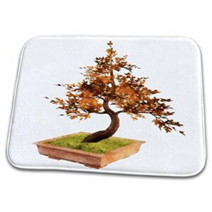 3drose boehm graphics bonsai - autumn bonsai in a square container - dish drying mats (ddm-127549-1)