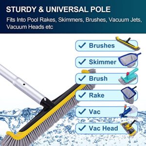 POOLAZA Pool Pole Dual-Handle, Anodized Aluminum Pool Skimmer Pole, Detachable & Telescopic Pool Pole Up to 10.5 Ft, Portble Pool Poles for Cleaning Suitable for Pool Skimmer, Vacuum Head, Brush Etc.