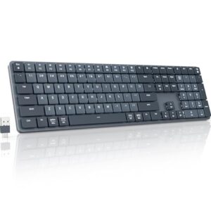 veilzor wireless keyboard - super quiet dual-system layout wireless keyboard for macos/windows, slim full size computer keyboard