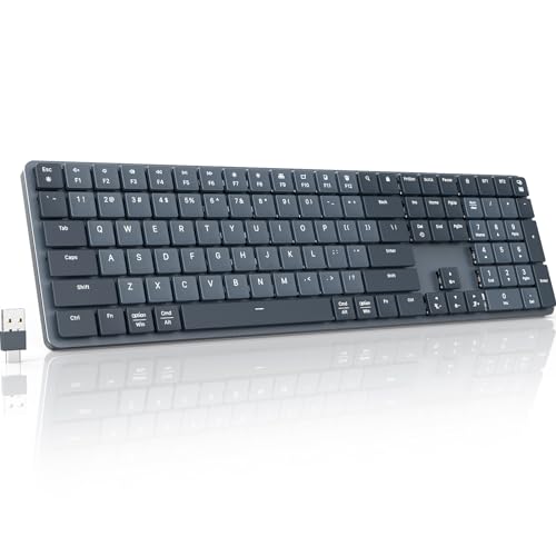 Veilzor Wireless Keyboard - Super Quiet Dual-System Layout Wireless Keyboard for MacOS/Windows, Slim Full Size Computer Keyboard