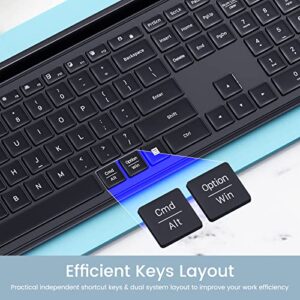 Veilzor Wireless Keyboard - Super Quiet Dual-System Layout Wireless Keyboard for MacOS/Windows, Slim Full Size Computer Keyboard