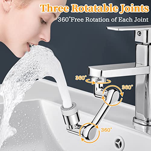 Faucet Extender, 1080° Rotating Faucet Extender Aerator, Splash Filter Faucet Aerator, Kitchen Tap Extend, Large-Angle Swivel Faucet Aerator Sink Face Wash Attachment with 2 water outlet modes