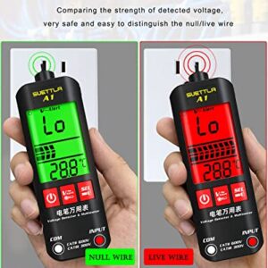 SUETTLA A1 Voltage Tester, Non Contact Voltmeter Digital Smart Multimeter Electric Detector for Measure AC/DC Volt, Liver Wire, Resistance, Continuity