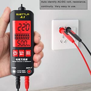 SUETTLA A1 Voltage Tester, Non Contact Voltmeter Digital Smart Multimeter Electric Detector for Measure AC/DC Volt, Liver Wire, Resistance, Continuity