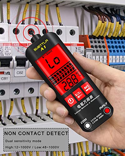 SUETTLA A1 Voltage Tester, Non Contact Voltmeter Digital Smart Multimeter Electric Detector for Measure AC/DC Volt, Liver Wire, Resistance, Continuity