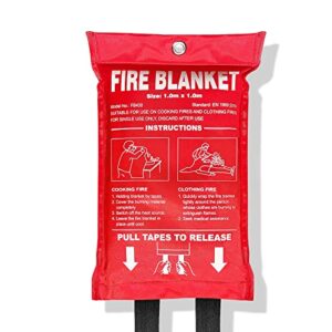 guardryshely fire blanket for home, emergency fire blanket kitchen, easy to store fire suppression blanket, fiberglass fire blanket emergency for grill, car, fireplace (39 in x 39 in), 1 pack