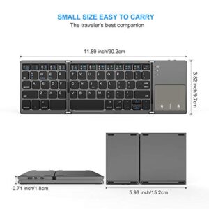 VssoPlor Foldable Bluetooth Keyboard with Touchpad, Dual Modes USB Wired Folding Wireless, Portable Mini Pocket Size Travel Keyboard for Android Tablet Windows-Dark Gray