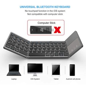 VssoPlor Foldable Bluetooth Keyboard with Touchpad, Dual Modes USB Wired Folding Wireless, Portable Mini Pocket Size Travel Keyboard for Android Tablet Windows-Dark Gray