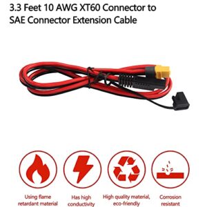 MEIRIYFA SAE to XT60 Connector Adapter Extension Cable SAE to XT-60 Female Cable Wire 12AWG for Solar Generator Power Station Lipo Battery Pack (3.3FT)