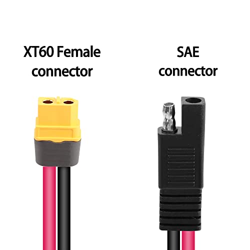 MEIRIYFA SAE to XT60 Connector Adapter Extension Cable SAE to XT-60 Female Cable Wire 12AWG for Solar Generator Power Station Lipo Battery Pack (3.3FT)