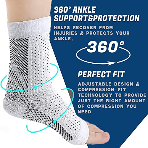 Soothe Socks for Neuropathy Pain, Outdoor Sports Ankle Compression Foot Cover, Soothe socks for Neuropathy, Soothe socks for Foot, Ankle Brace Compression Support (White, Large/XLarge)