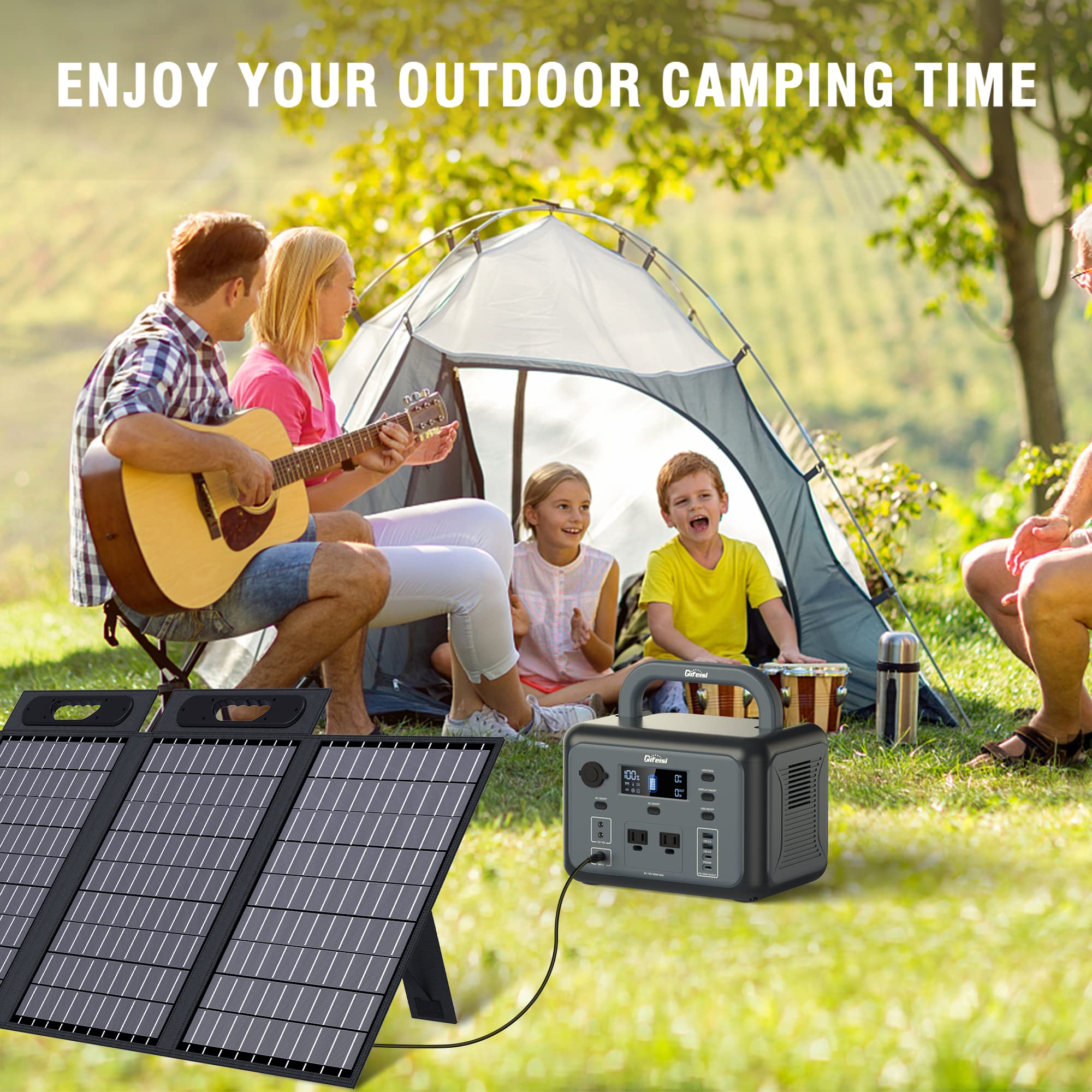 Difeisi P500 Portable Power Station, 518Wh LiFePO4 Battery with 110V/500W Pure Sine Wave AC Outlets, PD 100W Output/Input, Solar Generator for Camping RV CAPA Home Emergency (Solar Panel Optional)