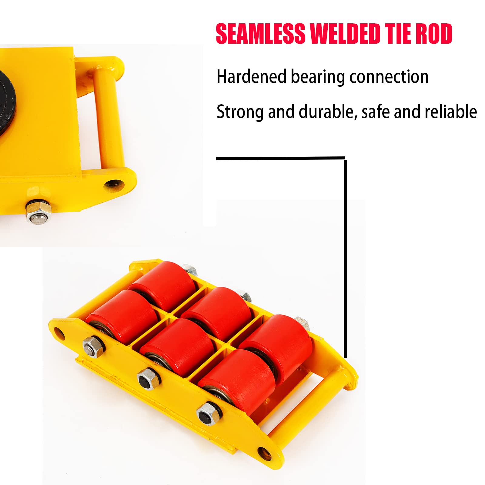 Machine Skates, 8T Machinery Skate Dolly, 17600 lbs Machinery Moving Skate, Machinery Mover Skate with 360° Rotation Cap and 6 PU Rollers, Heavy Duty Industrial Moving Equipment (8T/17600lbs-Yellow)