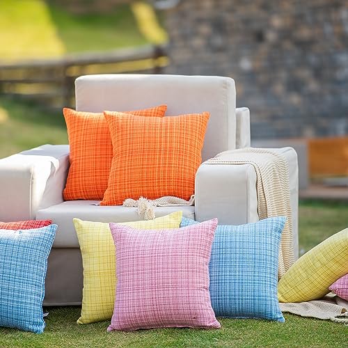HPUK Farmhouse Outdoor Waterproof Throw Pillow Covers Pack of 2, 12x20 Inch Decorative Garden Cushion Covers for Patio Tent Balcony Bench Tent Couch Sofa, Solid Accent Pillow Covers, Black