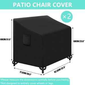 Kovshuiwe 3 Pieces Patio Set Cover, Upgraded 600D Heavy Duty Oxford Fabric Patio Conversation Set Covers, Patio Furniture Sets Covers Waterproof - 3 Piece Patio Furniture Covers
