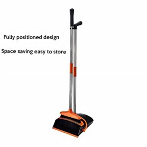 Broom and Dustpan/ Assembly Design for Home Kitchen Room Office Lobby Floor USE Upright Stand UP Dustpan and Broom Set for Home, Black, 26*25.5*83 cm