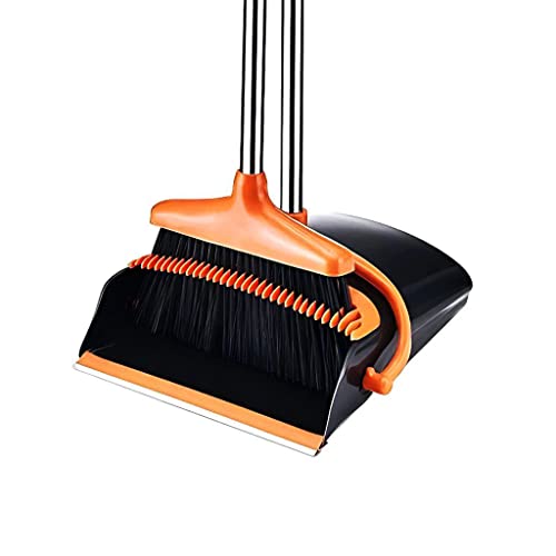 Broom and Dustpan/ Assembly Design for Home Kitchen Room Office Lobby Floor USE Upright Stand UP Dustpan and Broom Set for Home, Black, 26*25.5*83 cm